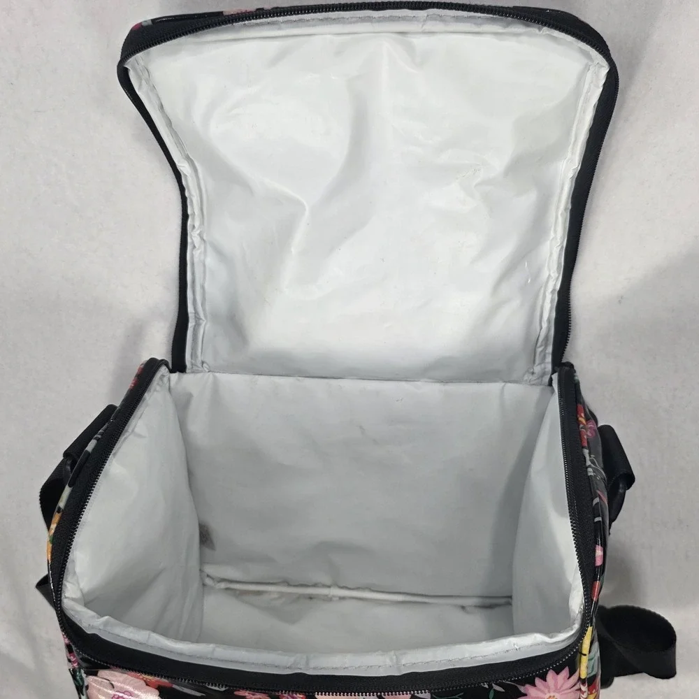 Vera Bradley Floral Tangerine Twist Lunch Bag Zipper Handle Reusable 10x7x5
